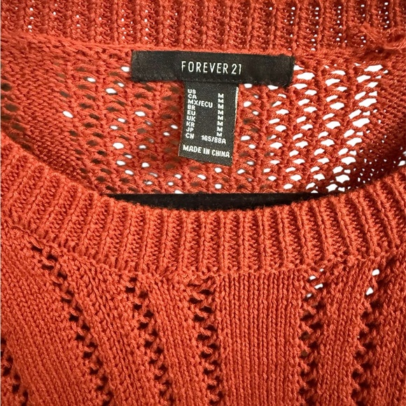 Forever 21 Orange Crew Neck Sweater with Chunky Knit - Picture 3 of 4